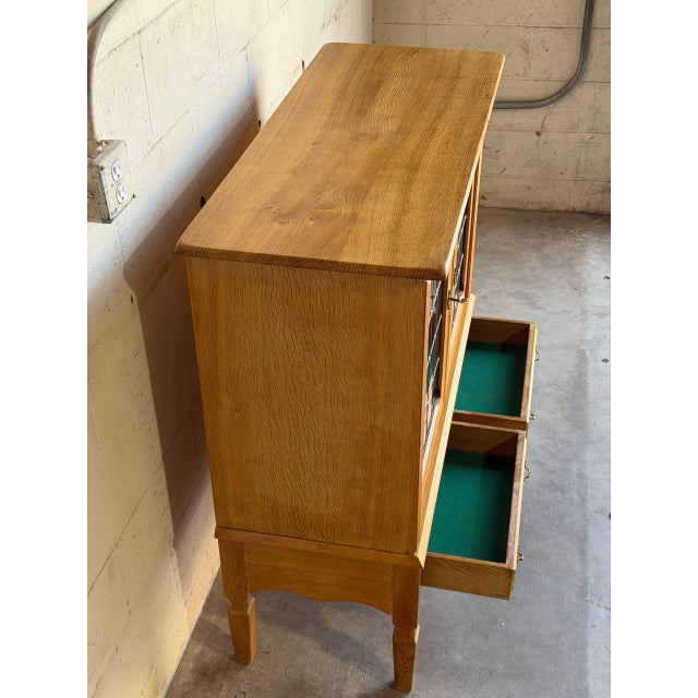 Brown In Style of Henning Kjærnulf Oak Cabinet Storage With 2 Glass Doors and Drawers Denmark Mid-Century Modern 1960s For Sale - Image 8 of 11