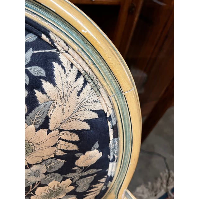 Pair of Vintage French Louis XVI Style Painted Fauteuil Armchairs For Sale - Image 13 of 13