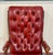 Animal Skin Vintage English Chesterfield Style Tufted Campeche Chair Ottoman Red Leather For Sale - Image 7 of 17