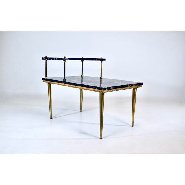 Mid 20th Century Italian Portoro Marble Brass Two Step Side Table For Sale - Image 5 of 13