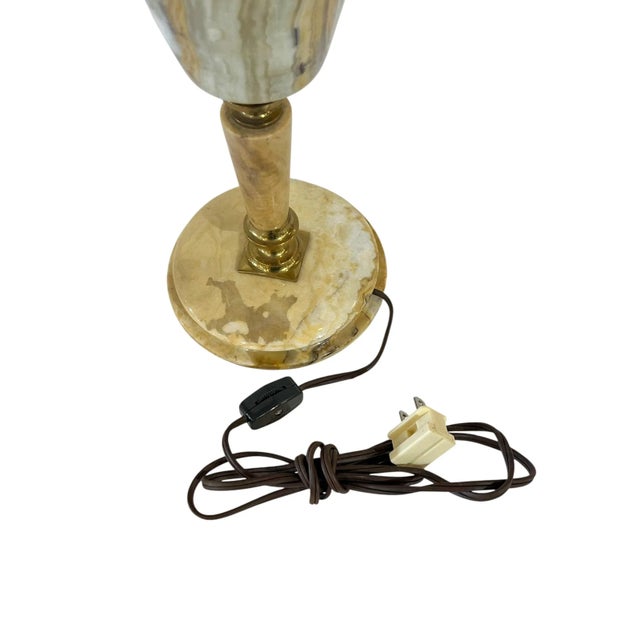 Mid 20th Century Vintage French Marble & Brass Table Lamp in the Style of Gio Ponti, 1960s For Sale - Image 5 of 18