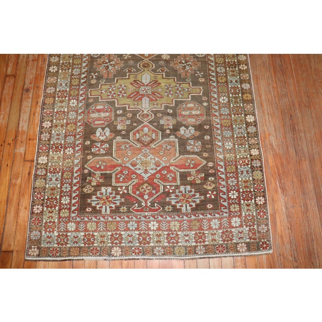 Early 20th Century Zabihi Collection Caucasian Brown Decorative Accent Size Rug - 3'11" x 6'1" For Sale - Image 9 of 9
