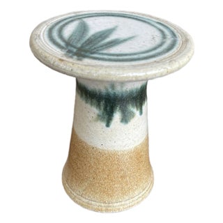 Folk Art 1950's Japan Stoneware Art Pottery Stand - Artist Signed For Sale