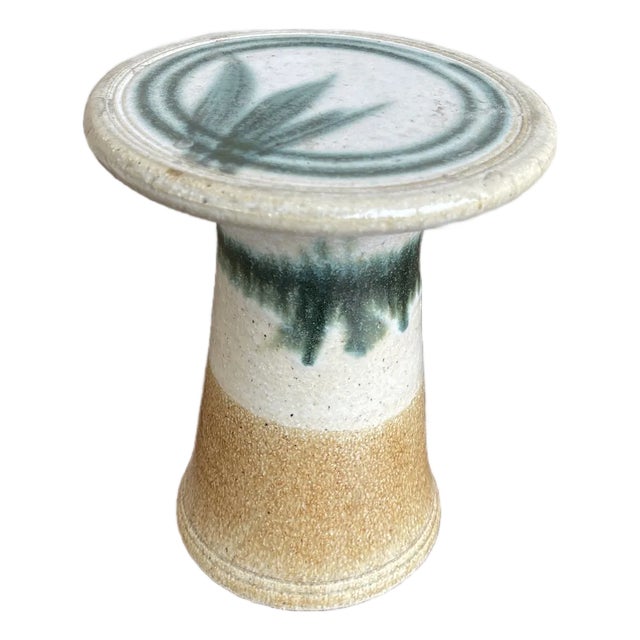 Folk Art 1950's Japan Stoneware Art Pottery Stand - Artist Signed For Sale