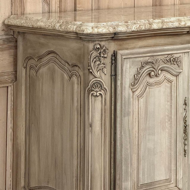 Early 20th Century Antique Country French Stripped Walnut Buffet With Thick Siena Marble Top For Sale - Image 5 of 18