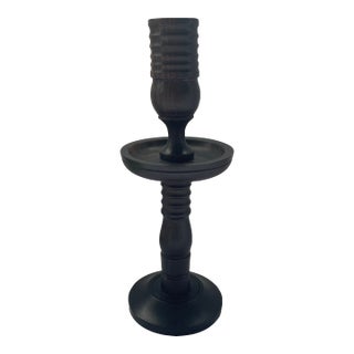 Vintage Ebony Hand Turned Candlestick For Sale