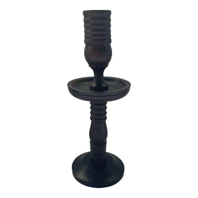 Vintage Ebony Hand Turned Candlestick For Sale