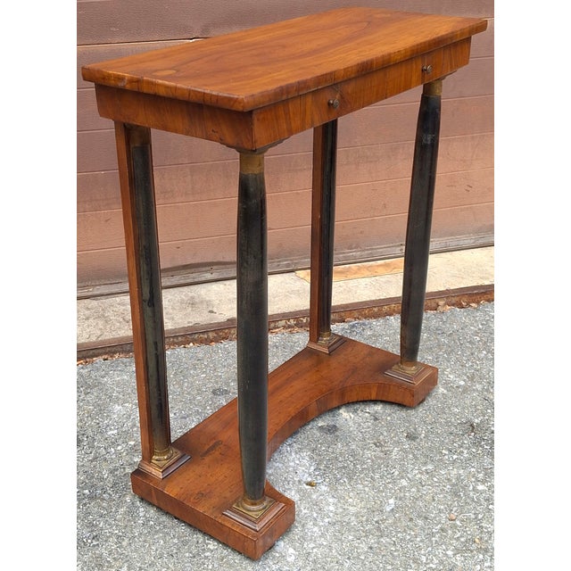 19th Century Biedermeier Single Drawer Walnut Console Table For Sale - Image 4 of 6