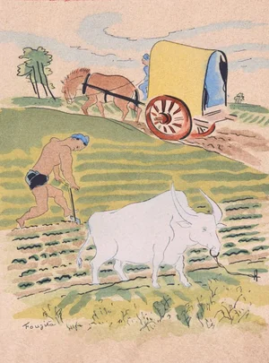 Field Work - Original Lithograph by L.T. Foujita - 1928 1928