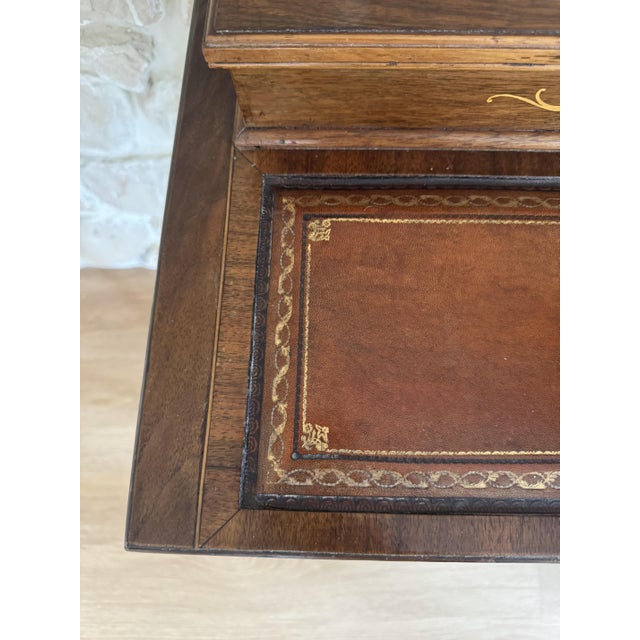 Antique Edwardian Marquetry Ladies Wring Desk with Small Leather Top Workspace, 1920s For Sale - Image 16 of 18