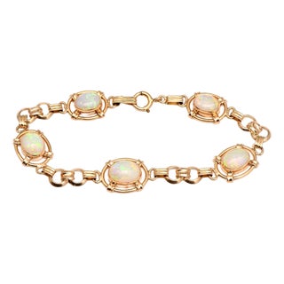 14KY Vintage Opal(3.75) Open Halo Link Bracelet For Sale