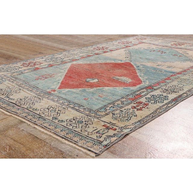 Sky Blue Vintage Turkish Oushak Rug, 04'07 X 07'11 For Sale - Image 8 of 10