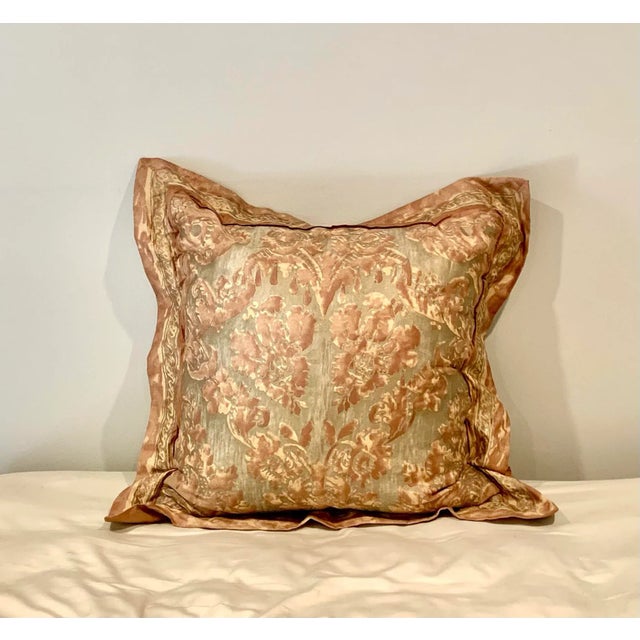 Luxury Large Damask Bronze Tone Pillow With Feather Insert For Sale In San Diego - Image 6 of 6