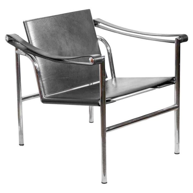 Black Vintage LC1 Chair in Leather and Steel by Le Corbusier, Italy, 1970s For Sale - Image 8 of 8