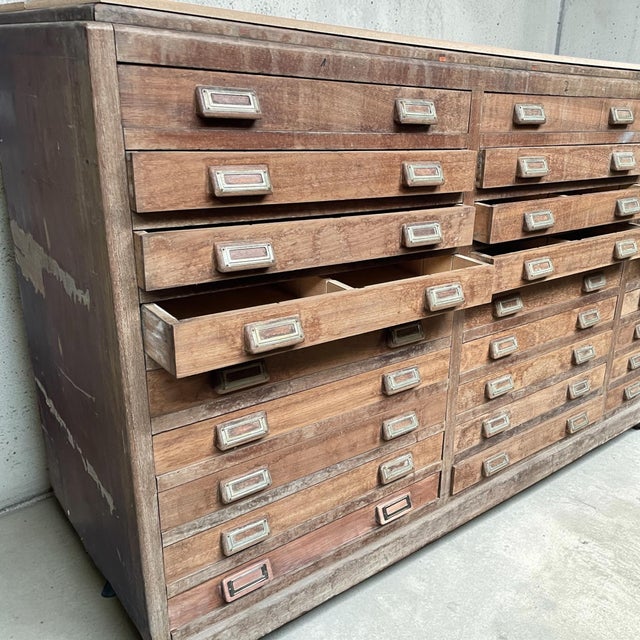 Industrial Filing Cabinet in Hardwood & Beach, 1960s For Sale - Image 3 of 7