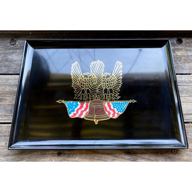 Created by Couroc of Monterey, California, this striking vintage inlay tray captures the bold patriotic spirit of...