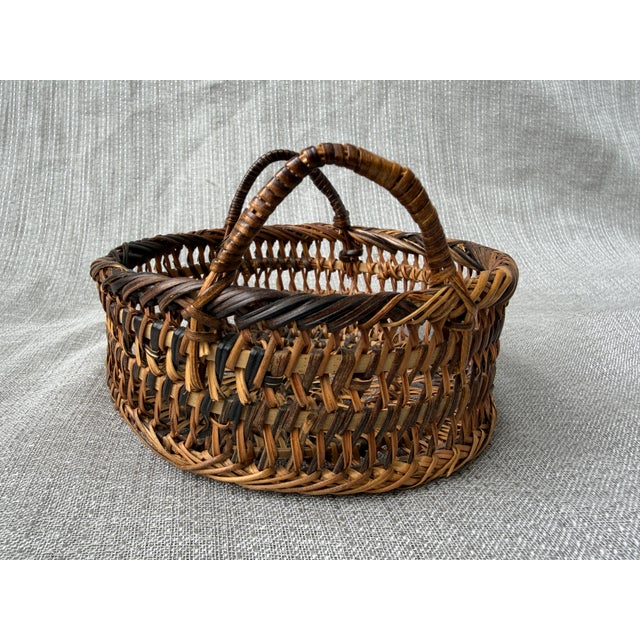 Small Vintage Woven Wicker Basket For Sale - Image 10 of 15