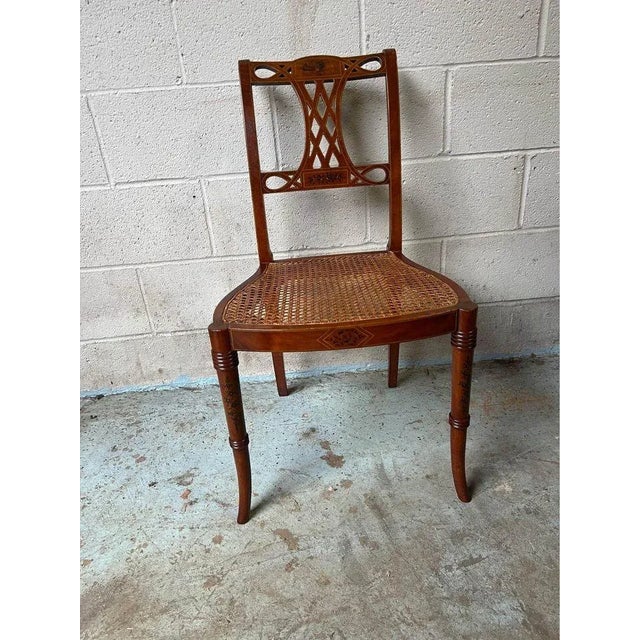 Early 20th Century Antique Hollywood Regency Style Cane Seat Side Chair For Sale - Image 4 of 11
