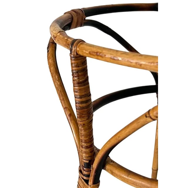 Victorian Vintage Victorian Boho Chic Mid Century Burnt Bamboo Plant Holder Stand For Sale - Image 3 of 9
