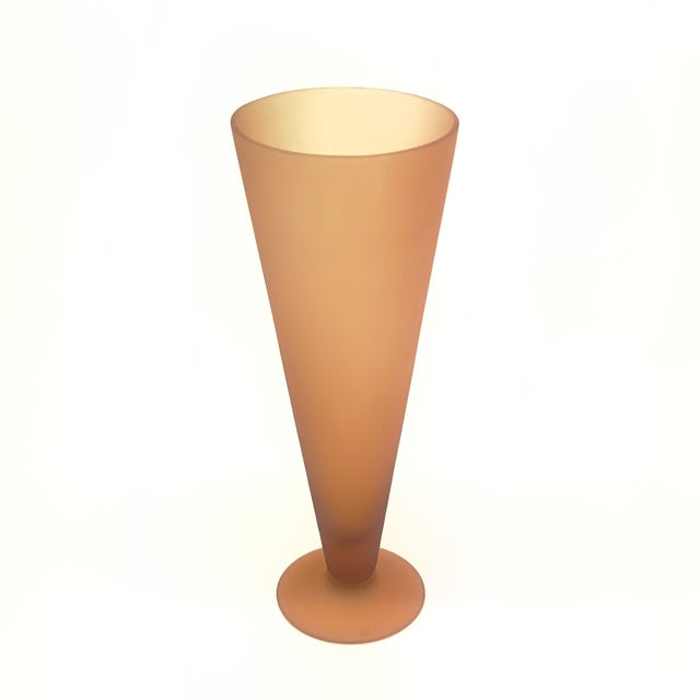 Mid 20th Century Warm Hues Graphic Frosted Glass Vase Curation - Group of 5 For Sale - Image 5 of 13