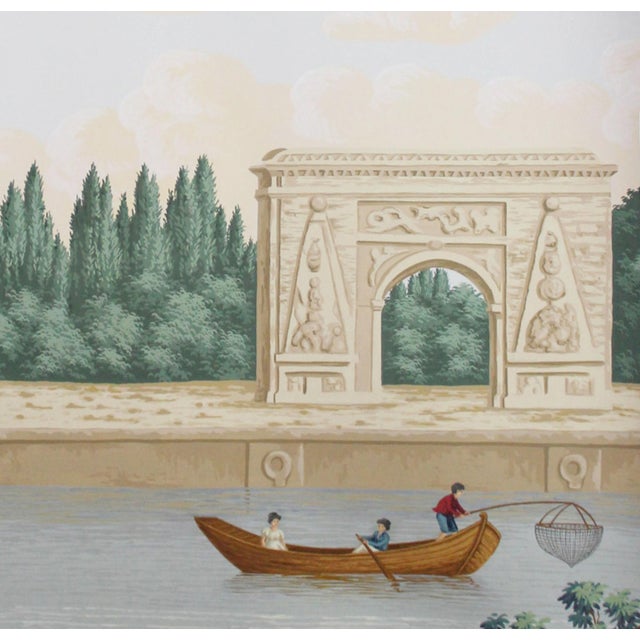 Classical Roman Neoclassical European Scenic Hand-Painted Panoramic Wallpaper, 5-Panel Set For Sale - Image 3 of 4