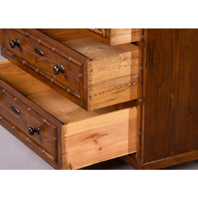 Early 20th Century English 4 Drawer Pine Chest With Bamboo Detail For Sale - Image 11 of 13