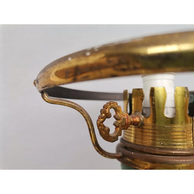 Portuguese Farmhouse Hurricane Gone with the Wind Hand Painted Glass Table Lamp, 1970s For Sale - Image 12 of 18