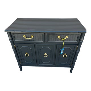 Faux Bamboo Buffet Credenza Professionally Lacquered in Bm Wrought Iron For Sale