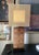 Rare Gorgeous Asian inspired table lamp with dual shade and cord dimmer attributed to Fine Art. Shade is gold for a...