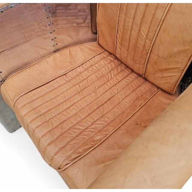 Mid-Century Modern Aviator Club Chair in Brown Distressed leather For Sale - Image 3 of 18