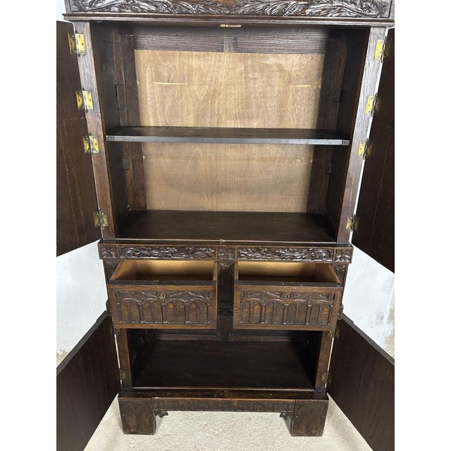 Gothic Revival Oak Cabinet, Early 20th Century For Sale - Image 14 of 15