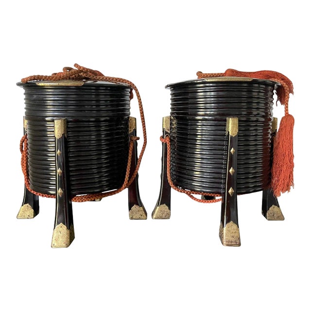 Antique Japanese Hokai Lacquer Boxes - A Pair For Sale