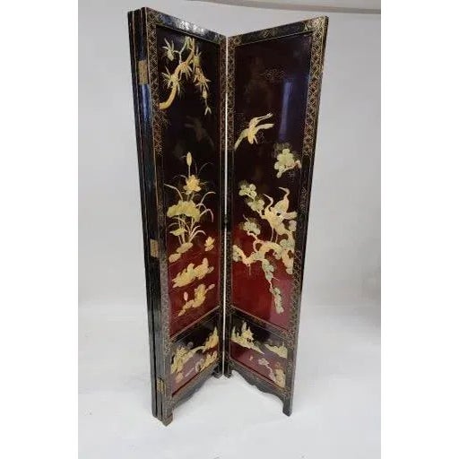 Chinese Vintage Chinese Mother of Pearl Coromandel Lacquered Screen Room Divider For Sale - Image 3 of 7