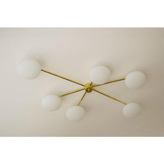 Arredoluce Ceiling Lamp in Brass and Murano Glass in the style of Angelo Lelli for Arredoluce For Sale - Image 4 of 9