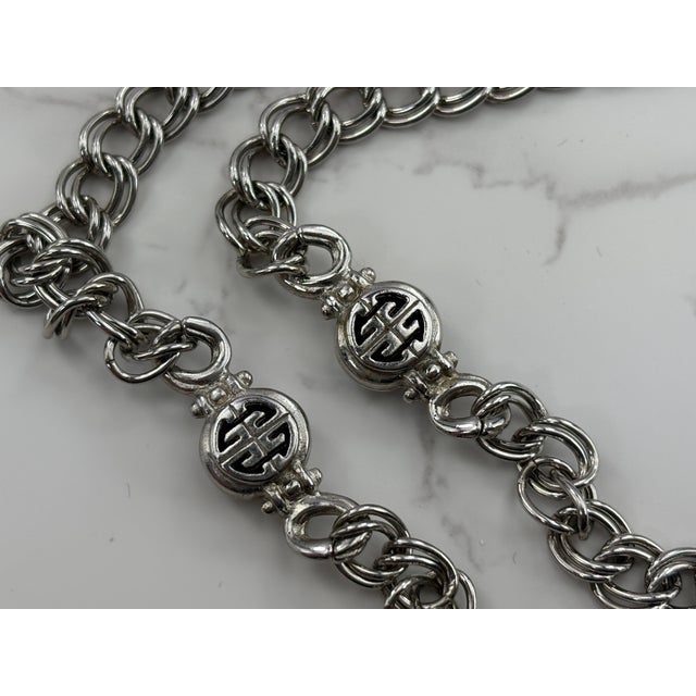 2000 - 2009 Vintage Givenchy Crystal Station Necklace in Silver Tone With Rhinestones For Sale - Image 5 of 9