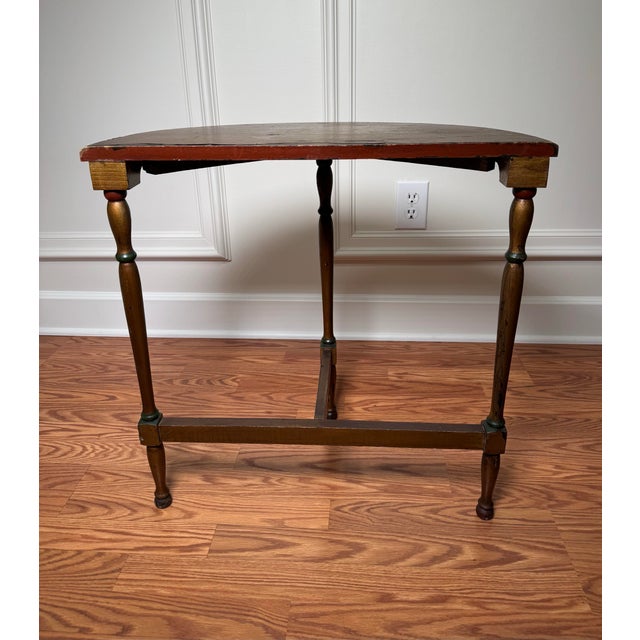 English Traditional Edwardian Demi-Lune Solid Wood Accent Side Table For Sale - Image 3 of 12