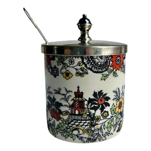 Mid 20th Century Royal Staffordshire Porcelain & Silverplate Lidded Jar With Spoon