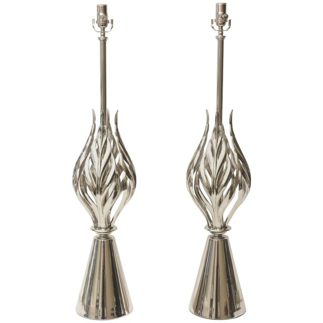 Mid Century Modern Rembrandt Nickel Silver Abacus Table Lamps Pair of Restored For Sale - Image 11 of 11