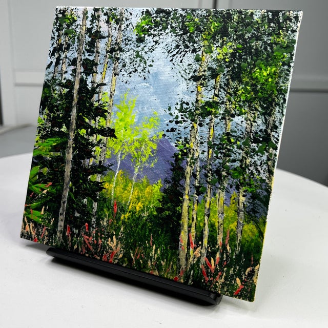 "View Through the Trees" Contemporary Original Impressionist Style Landscape Painting by Deb Bossert For Sale - Image 4 of 7