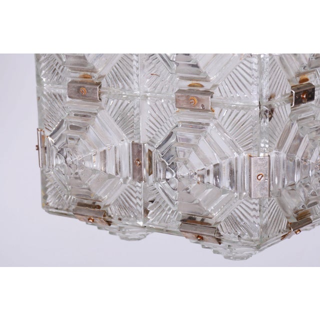 Mid-Century Chandelier in Chrome and Glass by Kamenický Šenov, Czech, 1960s For Sale - Image 4 of 10