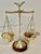 Late 20th Century Vintage Petite Brass Balance Scale on Mahogany Base For Sale - Image 5 of 9