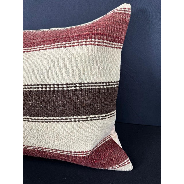 Contemporary Turkish Hemp Pillow Cushion Natural Beige Red Cushion Cover 20"x20" For Sale - Image 3 of 4