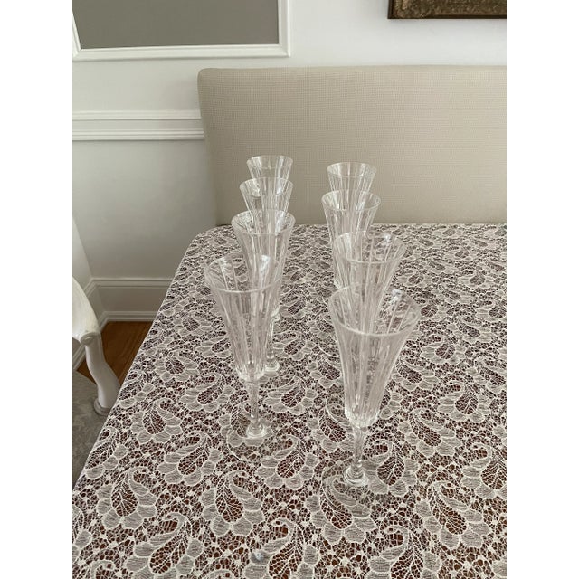Transitional Early 21st Century Crystal Champagne Flutes- Set of 8 For Sale - Image 3 of 7