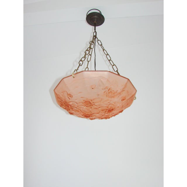 Goldenrod Art Deco Pendant Lamp from Ampla, France, 1930s For Sale - Image 8 of 13