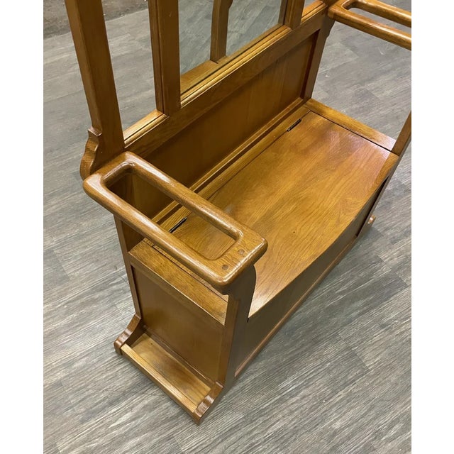 Mission Oak Hall Tree With Storage Trunk in Walnut For Sale - Image 3 of 3