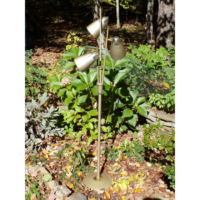 1960s Vintage Mid Century Modern Avocado Cone Bullet Light Metal Floor Lamp Industrial For Sale - Image 5 of 12