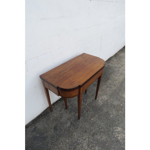 Mahogany Inlay Console Card Dinette Dining Extension Table 6082 For Sale - Image 13 of 17