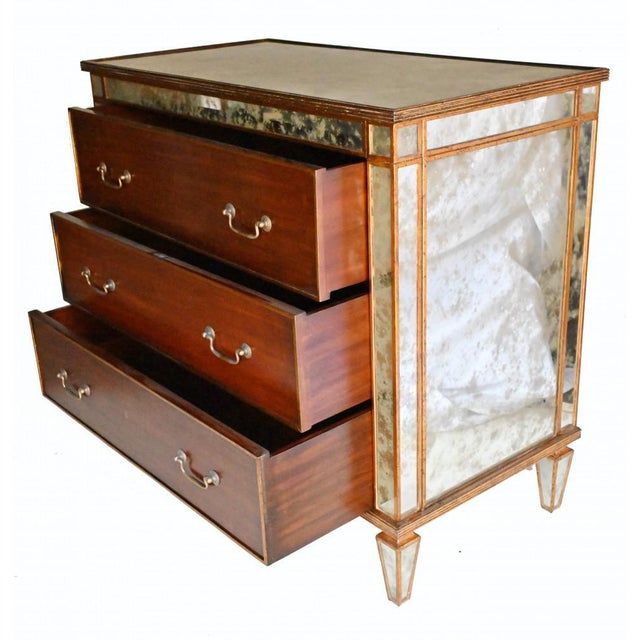 Wood Art Deco Mahogany Mirrored Chest of Drawers For Sale - Image 7 of 11