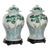 Pair Antique Chinese Porcelain Lidded Urns With Wood Bases For Sale