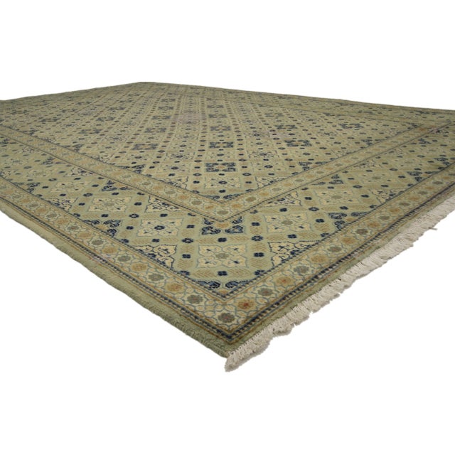 Vintage Persian Kashan Area rug with Swedish Cottage Gustavian style. Elegant and captivating, this hand knotted wool...
